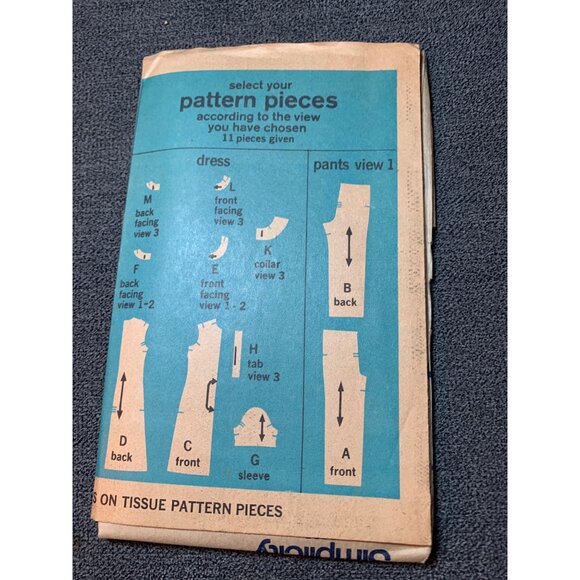 Simplicity 9285 Vintage Sewing Pattern Miss Size 12 Dress Pants 1970s uncut - Picture 2 of 5